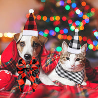 Pet Christmas Hat and Bow Tie Set with Bell for Dogs and Cats, Adjustable