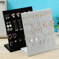 Velvet L-Shape Jewelry Display Stand for Earrings, Necklaces, and Rings