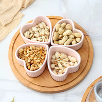 Creative Ceramic Heart-Shaped Divided Snack Plate with Lid for Home Living Room Afternoon Tea
