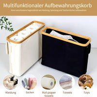 Foldable Bathroom Storage Bin with Lid and Clear Window, Household Organizer for Toilet Paper and Sundries