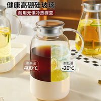 Large Capacity High Borosilicate Glass Cold Water Pitcher for Refrigerator, Heat Resistant Cold Brew Tea Pot