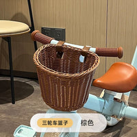 Kids' Woven Bicycle Basket - Retro Style Front Handlebar Basket for Balance Bikes & Scooters