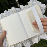 Lace Fabric Book Cover for Notebooks and Planners with Strap Closure