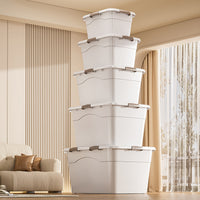 Thickened Rolling Storage Bins with Lids - Large Capacity Stackable Plastic Organizer for Toys & Clothes