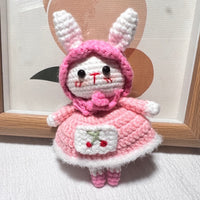 Cartoon Cute Rabbit Doll Headband Knitted Keychain Sweet Skirt Bunny Pendant