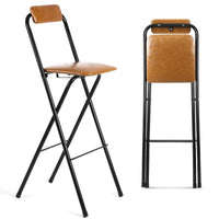 Portable Folding Bar Stool with Backrest - High Counter Height Chair for Kitchen, Bar, or Outdoor Use