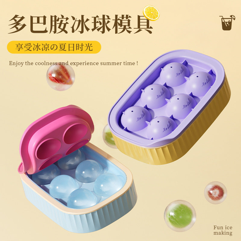 Food-Grade Silicone Ice Ball Mold with Lid for Refrigerator, Mini Round Ice Cube Tray