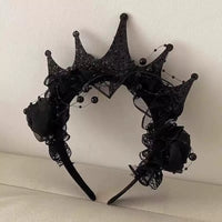 Black Rose Lace Crown Headband for Halloween & Christmas