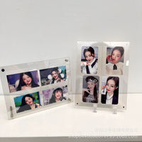 Acrylic 4-Slot Photocard Holder, 3-inch Instax Photo Frame with Grooves, Desktop Display Stand, Ins Style Decor