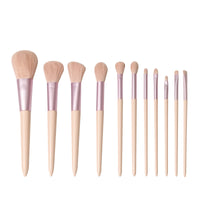 11-Piece Makeup Brush Set with Soft Bristles and Pink Handles, Complete Cosmetic Tool Kit