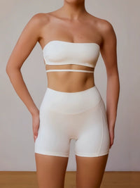 Women's Strapless Padded Sports Bra Yoga Vest with Backless Design and Anti-Exposure Feature