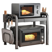 Multi-functional Microwave Oven Rack with Storage Shelves for Kitchen Countertop