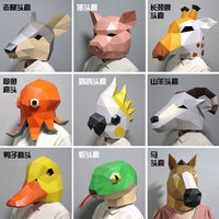 Geometric Animal Head Mask Papercraft Kit for Parties and Cosplay