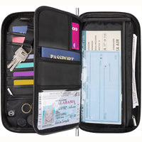 RFID Blocking Waterproof Travel Document Holder with Multiple Card Slots and Neck Strap