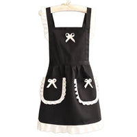 Korean Style Princess Apron Maid Uniform for Women, Breathable Kitchen Cooking Workwear