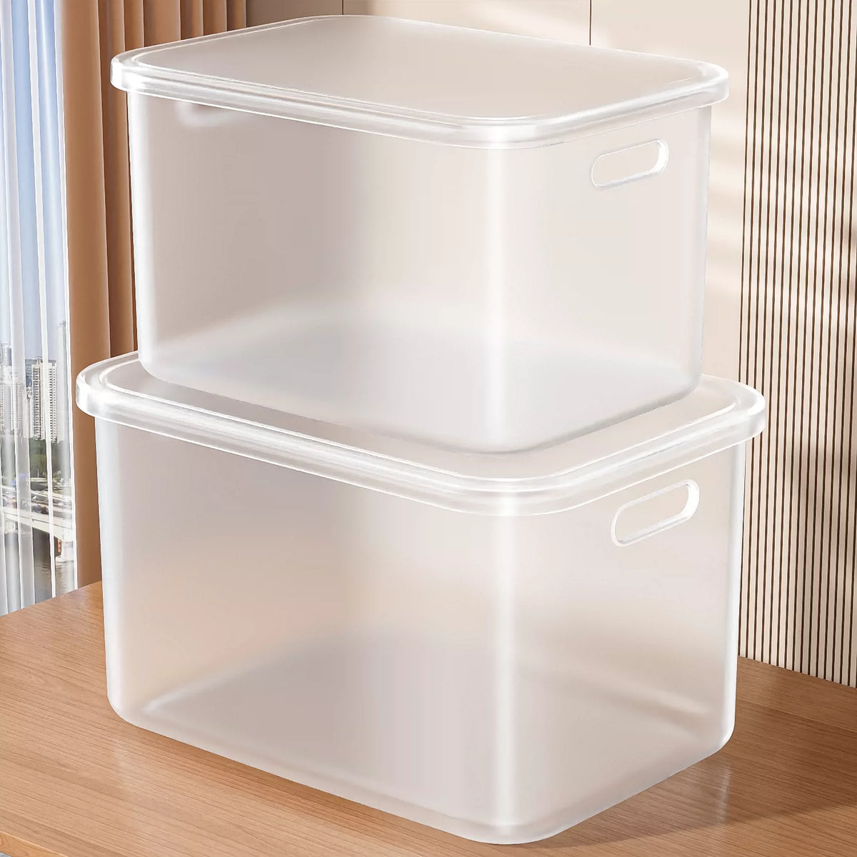 Clear Stackable Storage Bins with Lids for Toys, Snacks, and Clothing