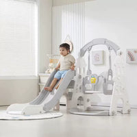 Kids Indoor Outdoor Castle Slide Swing Set with Music for Toddlers and Babies