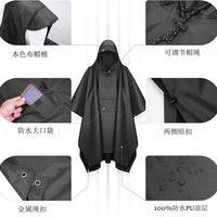 3-in-1 Multifunctional Rain Poncho Backpack Cover Tent Tarp Ground Mat for Outdoor Hiking Camping
