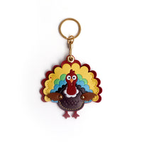 Halloween Turkey Leather Keychain with Access Card Holder, Creative Gift Bag Charm