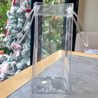 PVC Transparent Wine Ice Bag with Handle for Chilling Wine Bottles