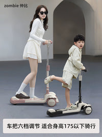 Kids' Kick Scooter with Adjustable Height, Dual Brakes, and LED Light for Ages 3-12+