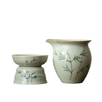 Hand-Painted Underglaze Ceramic Tea Strainer & Gongdao Cup Set