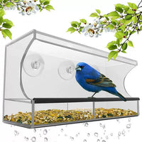 Outdoor Suction Cup Window Bird Feeder, Transparent Acrylic Hanging Bird Cage for Balcony Garden