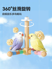 Parrot Toy Rotating Windmill with Swing Ladder Stand for Budgerigars, Cockatiels, and Small Sunbirds, Birdcage Supplies