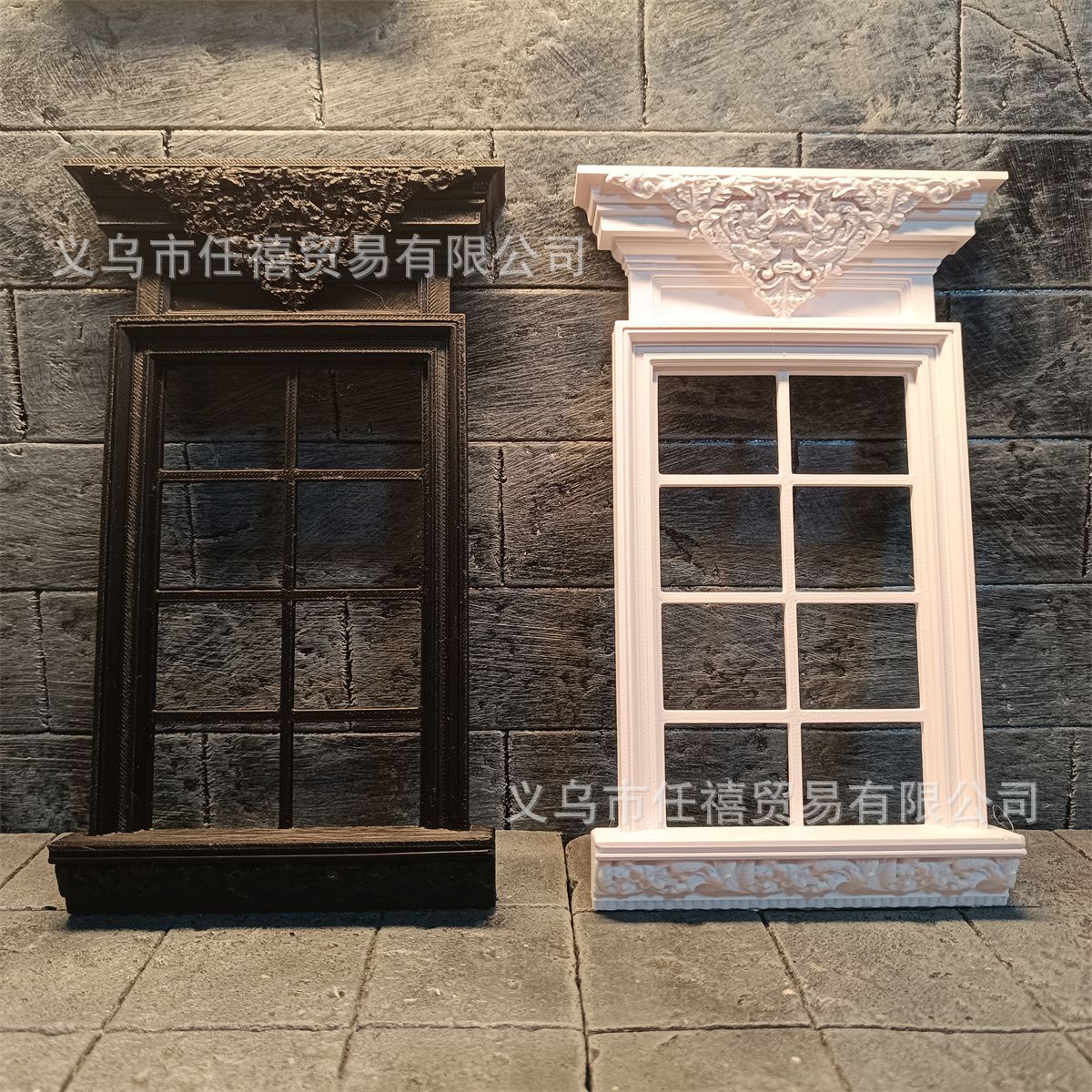 Miniature Dollhouse European Style Window for BJD Anime Figures Aquarium Decor DIY Craft