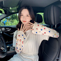 Floral Ice Silk Sun Protection Arm Sleeves for Women, UV Protection, Outdoor Cycling & Hiking