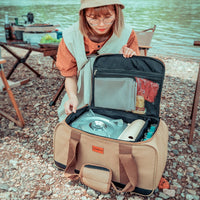 Large Capacity Camping Gear Storage Bag with Removable Dividers, Outdoor Tool Organizer Tote