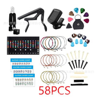 Guitar Accessory Kit with Strings, Picks, Capo, Tuner, and Bridge Pins