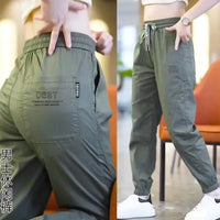 Unisex Ice Silk Jogger Pants with Back Pocket for Summer Work & Casual Wear