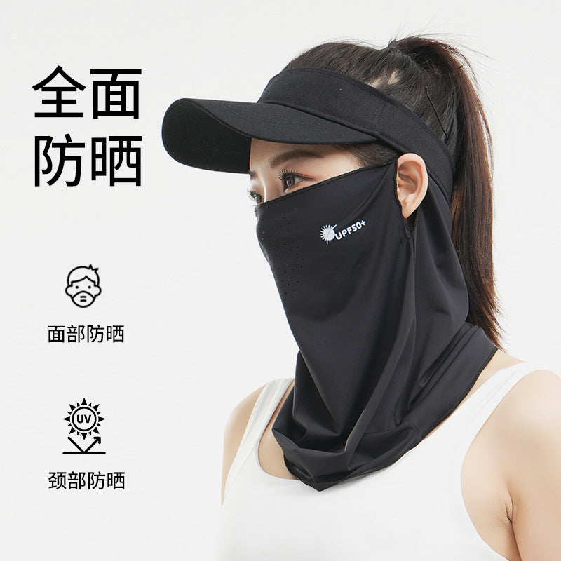 Women's Summer Ice Silk Sun Protection Face Mask with Ear Hooks, Breathable UV Protection for Outdoor Cycling