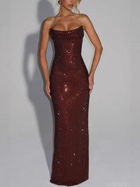 Women's Sequin Sleeveless Slim Fit Long Evening Gown