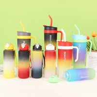 3-Piece Gradient Sports Water Bottle Set with Handle and Leak-Proof Design, Large Capacity
