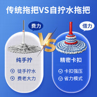 Self-Wringing Spin Mop with Stainless Steel Handle for Hands-Free Cleaning