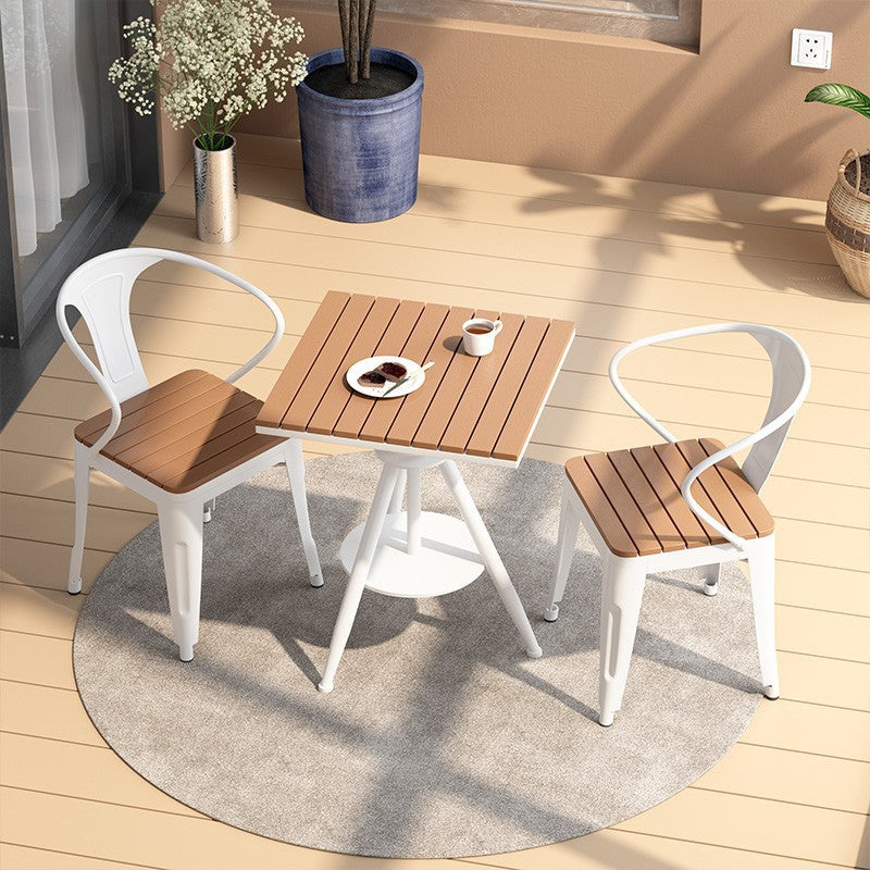 Simple Outdoor Balcony Leisure Table and Chair Set, Adjustable Small Square Table, Waterproof and Sunscreen Outdoor Dining Table
