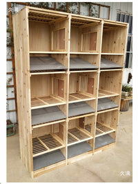 Wooden Pigeon Breeding Cage with Slanted Dropping Board and Nest Box