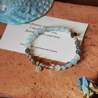 Natural Grey Moonstone Aquamarine Agarwood Multi-Gemstone Bracelet for Emotional Stability and Good Luck