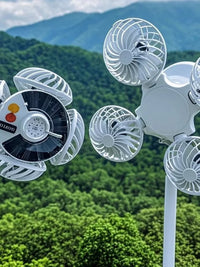 Solar Powered Foldable Camping Fan Lantern with Portable Handheld Mini Fan Function