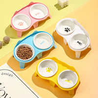 Ceramic Tilted Pet Bowl for Cats and Small Dogs - Single Bowl Design