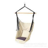 Indoor Outdoor Hanging Rope Hammock Chair with Wooden Bar for Adults and Children