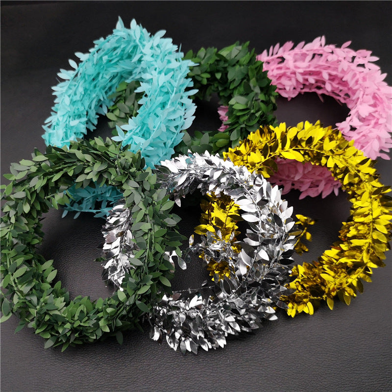 Metallic Artificial Leaf Garland for DIY Crafts and Floral Arrangements