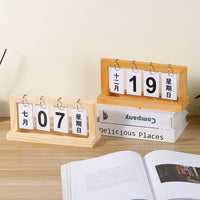 Creative Wooden Perpetual Calendar with Week Display for Home and Office Decor