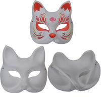 Japanese Style Hand-Painted Fox Half-Face Mask for Cosplay and Masquerade