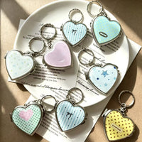 Heart-shaped Alloy Acrylic Keychain with Bow and Mirror for Couples and Friends