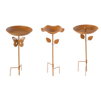 Outdoor Metal Bird Bath Feeder with Garden Stake for Lawn and Patio