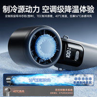 Semiconductor Cooling Handheld Fan, Foldable Desktop Mini Outdoor Fan with 100-Speed Turbo