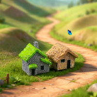 Miniature Retro Rural Thatched House for Micro Landscape DIY Decor